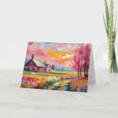 Herfst Boerderij Landschap Moderne Abstracte Kunst Kaart (Voorkant)