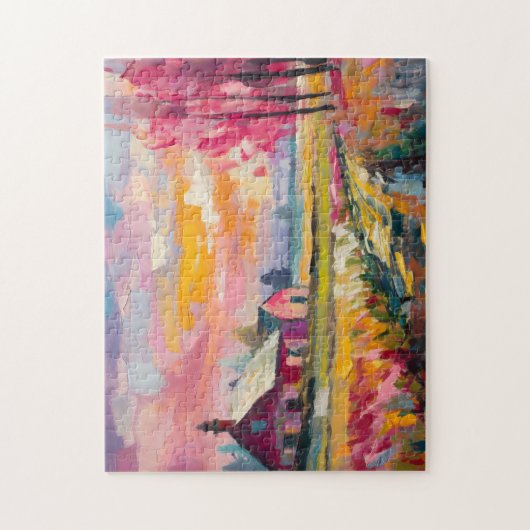 Herfst Boerderij Landschap Moderne Abstracte Kunst Legpuzzel (Verticaal)