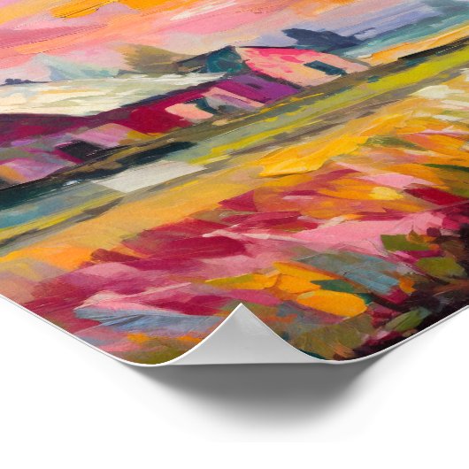 Herfst Boerderij Landschap Moderne Abstracte Kunst Poster (Hoek)