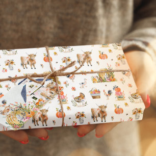 Herfst Boerderij Markt Waterverf Thanksgiving Cadeaupapier