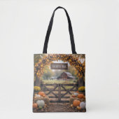 Herfst Boerderij Naam Op het Hek Tote Bag (Voorkant)