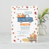 Herfst Boerderij Navy Pumpkin Verjaardagsuitnodigi Kaart (Staand voorkant)