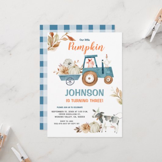Herfst Boerderij Onze kleine pompoen Verjaardag Kaart (Voorkant / Achterkant in situ)