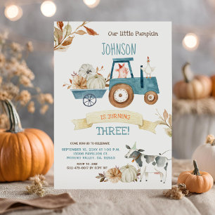 Herfst Boerderij Party Onze kleine pompoen Verjaar Kaart