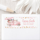 Herfst Boerderij pompoen roze vrachtwagen rijden o Etiket (Insitu)