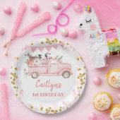 Herfst Boerderij pompoen roze vrachtwagen rijden o Papieren Bordje (Feest)