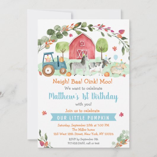 Herfst Boerderij Pompoen Verjaardag Kaart (Voorkant)