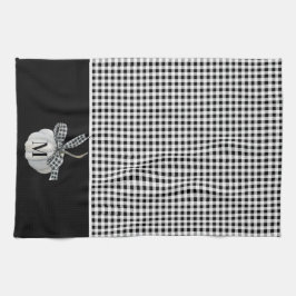 Herfst Boerderij Pompoen Zwart Wit Buffel Plaid Theedoek