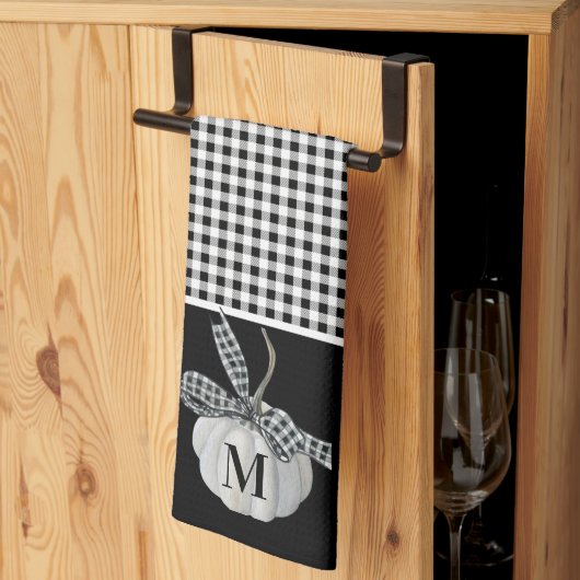 Herfst Boerderij Pompoen Zwart Wit Buffel Plaid Theedoek (Derde Gevouwen)