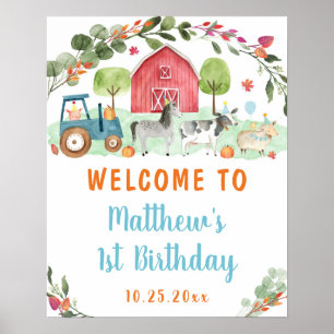 Herfst Boerderij Pumpkin Birthday Welkom Poster