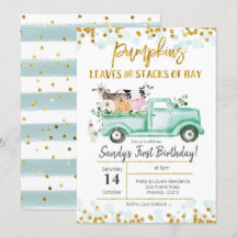 Herfst Boerderij Pumpkin Truck Birthday Uitnodigin