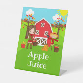 Herfst Boerderij Verjaardag Bruin Haar Meisje Reclamebord Met Voetstuk (Voorkant)