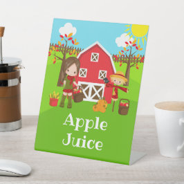 Herfst Boerderij Verjaardag Bruin Haar Meisje Reclamebord Met Voetstuk