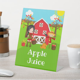 Herfst Boerderij Verjaardag Zwart Haar Meisje Reclamebord Met Voetstuk