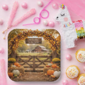 Herfst Boerderijhek Papieren Bordje (Feest)