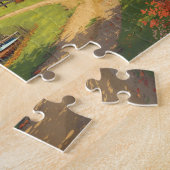 Herfst Boerderijvijver Rood Huis Tractor Scene Legpuzzel (Zijkant)