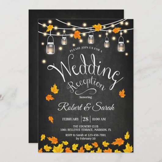 Herfst Boerenbruiloft Ontvangst Kaart (Voorkant / Achterkant)