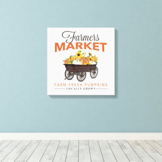 HERFST BOERENMARKTPUMPKIN EN ZONNEMERS CANVAS AFDRUK (Insitu (Houten vloer))