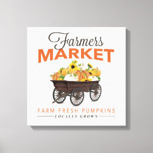 HERFST BOERENMARKTPUMPKIN EN ZONNEMERS CANVAS AFDRUK