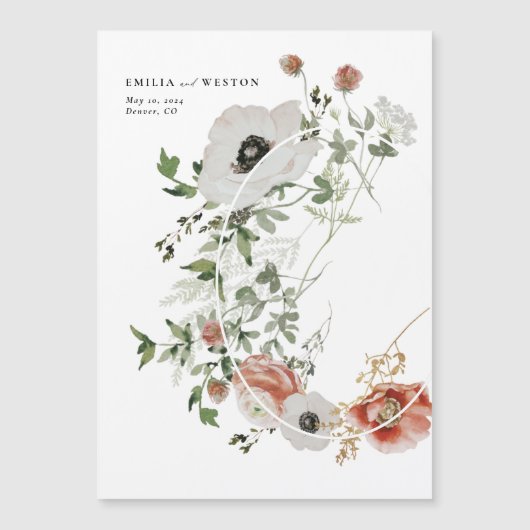 Herfst Boheemse Huwelijksmagneet om de Datum te Be Magnetische Uitnodiging (Voorkant)