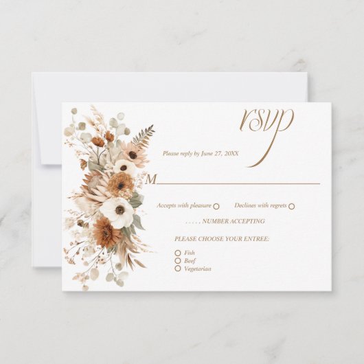 Herfst Bohemian Boho Herfst Bloemen | RSVP Kaartje (Voorkant)