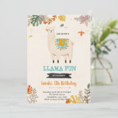 Herfst bohemian llama feestuitnodiging kaart (Staand voorkant)