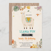 Herfst bohemian llama feestuitnodiging kaart (Voorkant / Achterkant)