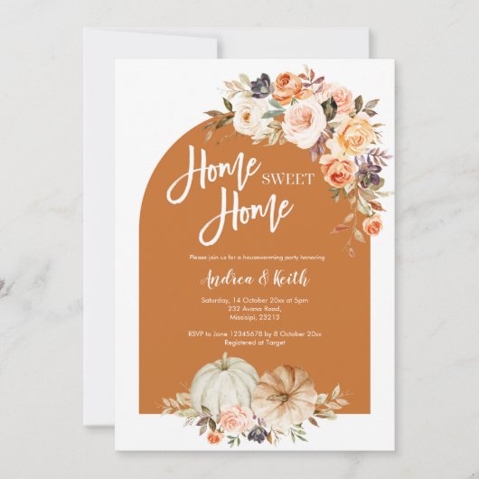 Herfst Boho Arch-pompoenpartij Kaart (Voorkant)