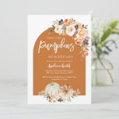 Herfst Boho Arch Pumpkin Floral TWINS baby shower Kaart (Staand voorkant)