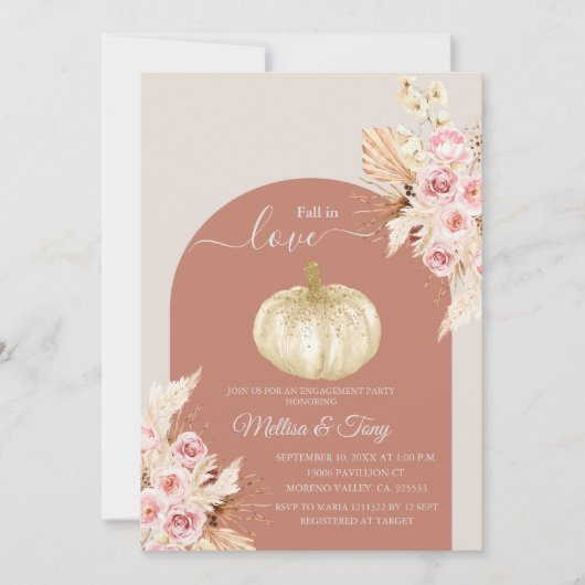 Herfst Boho Arch Pumpkin Verliefd Kaart (Voorkant)