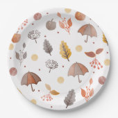 Herfst Boho Art Bohemian Patroon Kids Verjaardag Papieren Bordje (Voorkant)