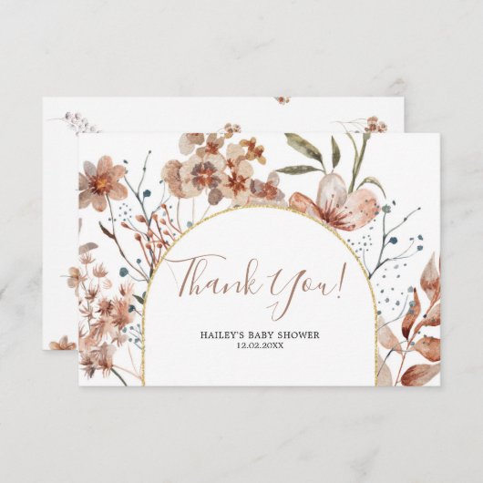 Herfst Boho Baby shower Hartelijk dank Bedankkaart (Voorkant / Achterkant)