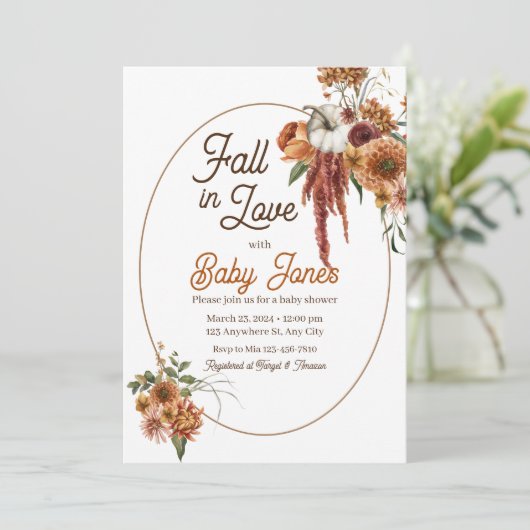 Herfst Boho Baby shower Uitnodiging (Staand voorkant)