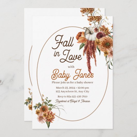 Herfst Boho Baby shower Uitnodiging (Voorkant / Achterkant)