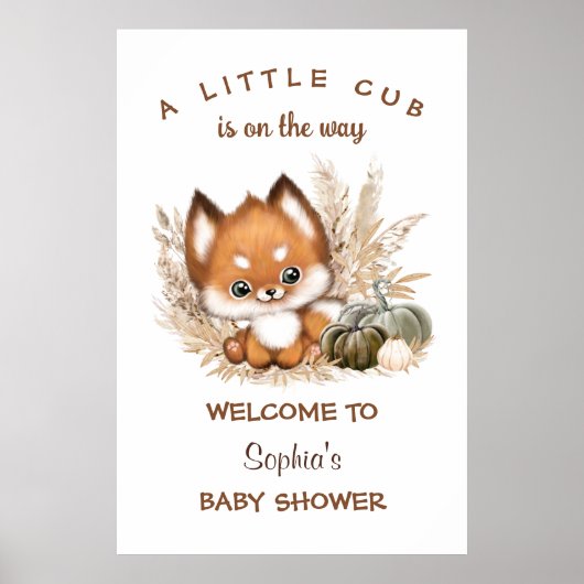Herfst Boho Baby shower Welkomstteken Poster (Voorkant)