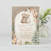 Herfst Boho Beer Bos Florale Baby Shower Kaart (Staand voorkant)
