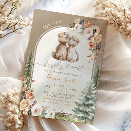 Herfst Boho Beer Bos Florale Baby Shower Kaart