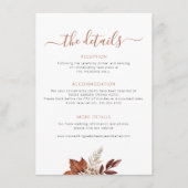 Herfst boho bladeren trouwdetails  informatiekaartje (Voorkant)