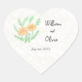 Herfst Boho Bloemen Hart Sticker (Voorkant)