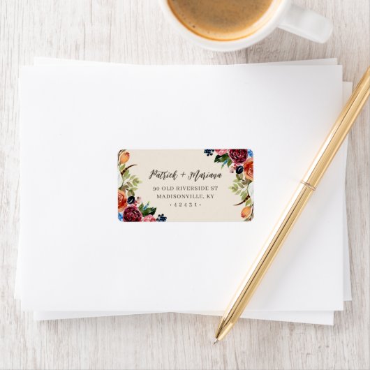 Herfst Boho Bloemen Huwelijk Retouradres Etiket (Insitu)