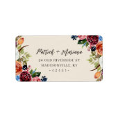 Herfst Boho Bloemen Huwelijk Retouradres Etiket (Voorkant)