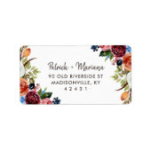 Herfst Boho Bloemen Huwelijk Retouradres Etiket (Voorkant)