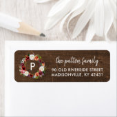 Herfst Boho Bloemen Krans Initiaal Retouradres Etiket (Insitu)