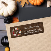 Herfst Boho Bloemen Krans Monogram Retouradres Etiket