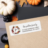 Herfst Boho Bloemen Krans Monogram Retouradres Etiket