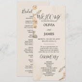 Herfst Boho Bloemen | Moderne Huwelijksprogramma's Menu (Voorkant / Achterkant)