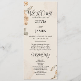Herfst Boho Bloemen | Moderne Huwelijksprogramma's Menu