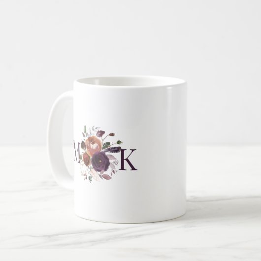 Herfst Boho Bloemen monogram Koffiemok (Voorkant links)