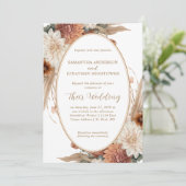 Herfst Boho Bloemen Ovaal Border Wedding | Kaart (Staand voorkant)