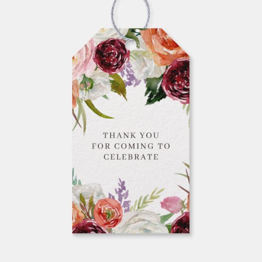 Herfst Boho Bloemen Persoonlijke Baby Shower Cadeaulabel (Achterkant)